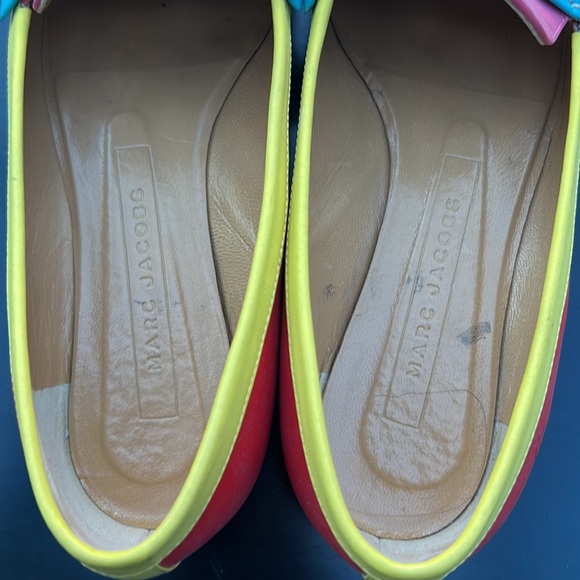 Marc Jacobs Leather Loafers Color Blocked Sz 36.5/6.5 Pink Red Yellow Turquoise - Picture 4 of 10